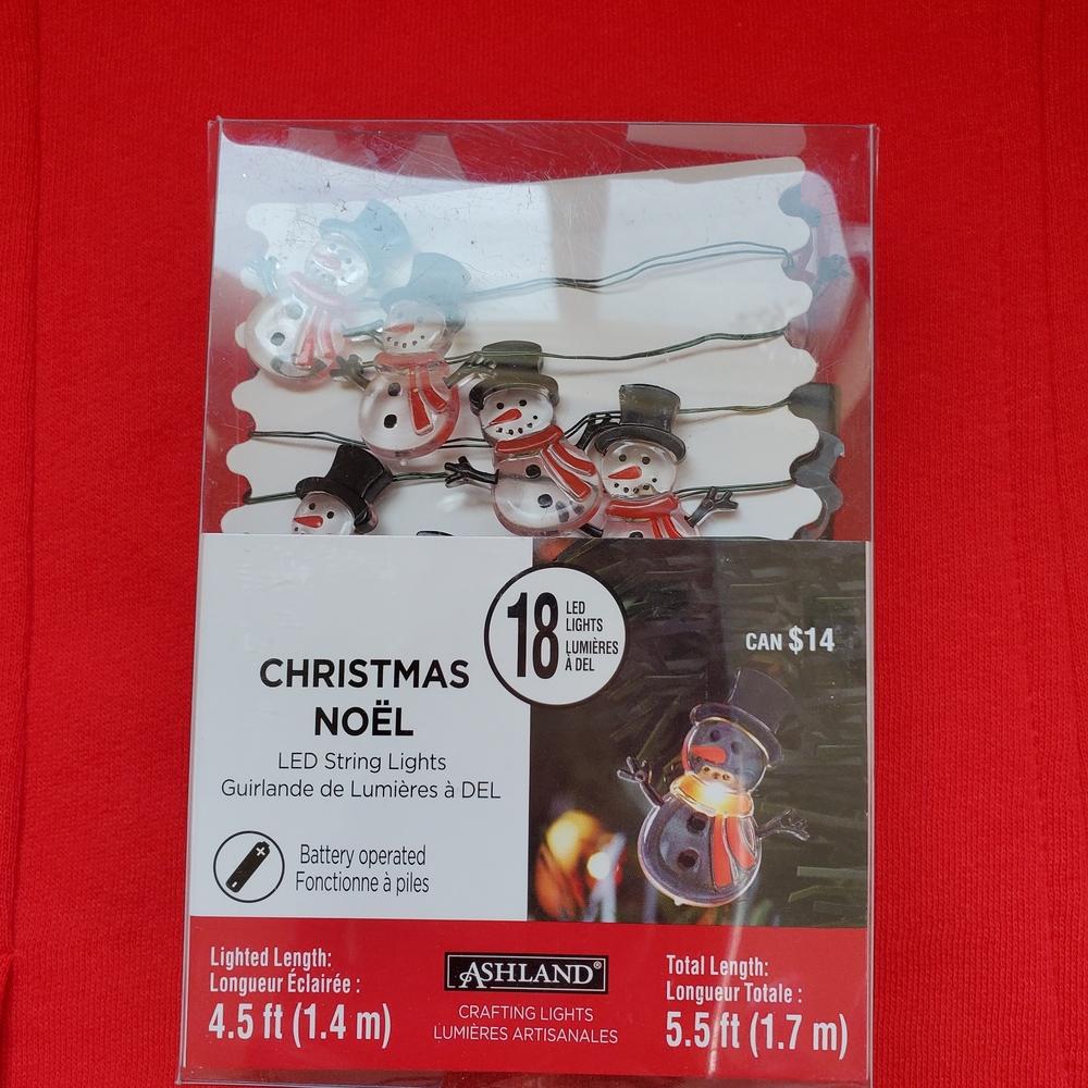 Snowman LED String Lights & Rustic "Let It Snow" Metal Sign - Picture 3 of 4